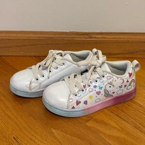 Colorful Kids Sneakers with Rainbow Unicorn Pattern